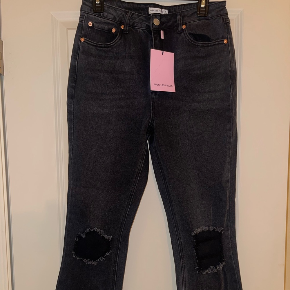 Never Worn Avec Les Filles Black Distressed Jeans